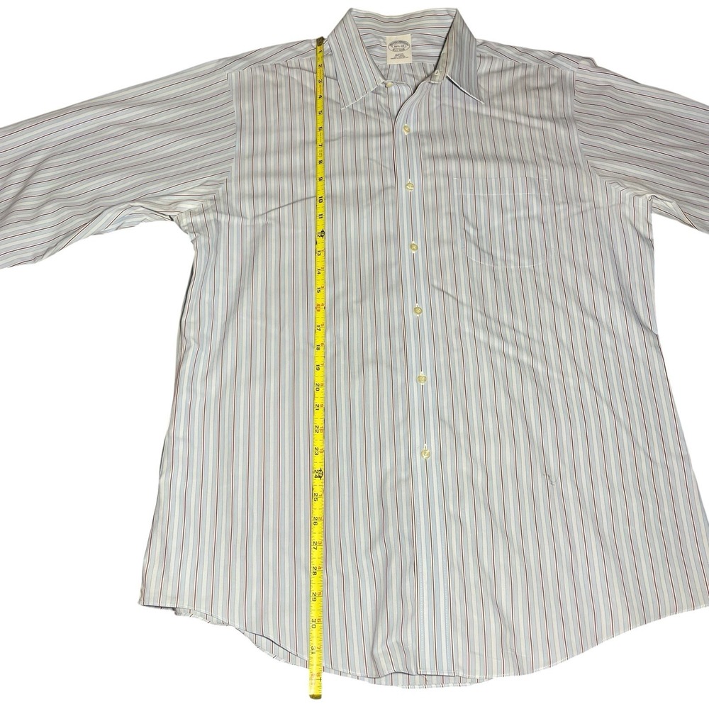 Brooks Brothers Shirt Men 16 1/2-33 Classic White Striped Non Iron Supima Cotton